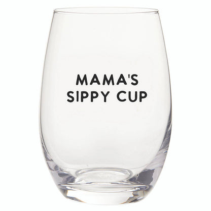Mama and Mini Wine Glass and Sippy Cup Set