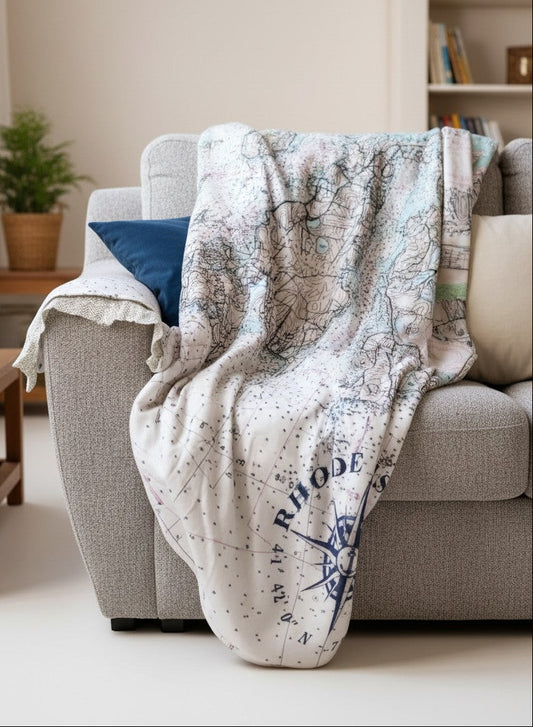 Nautical Map Throw Blanket